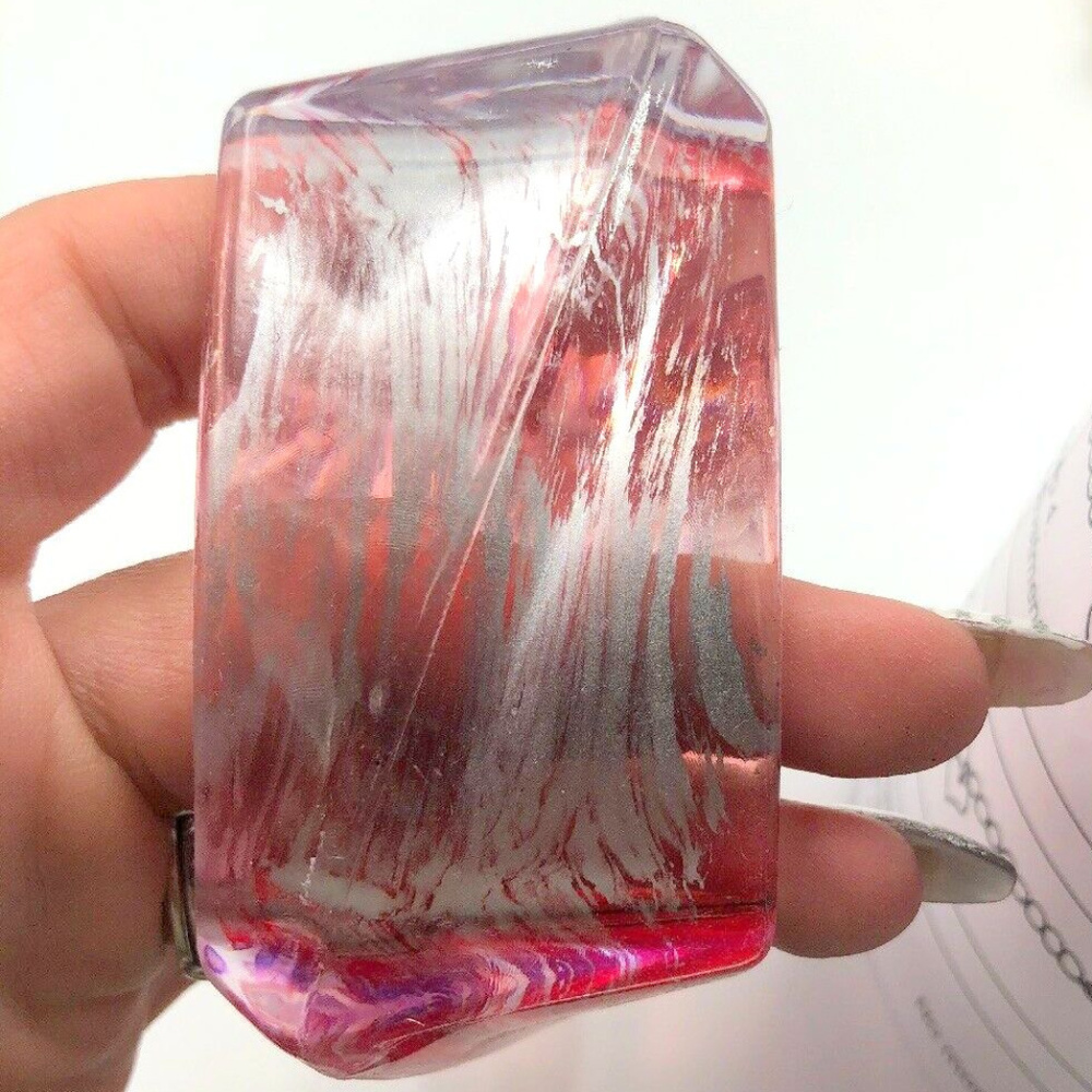 vintage red pink clear ice plastic bangle bracelet
